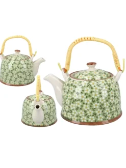 Czajnik ceramiczny z zaparzaczem z motywem kwiatowym 418-5109