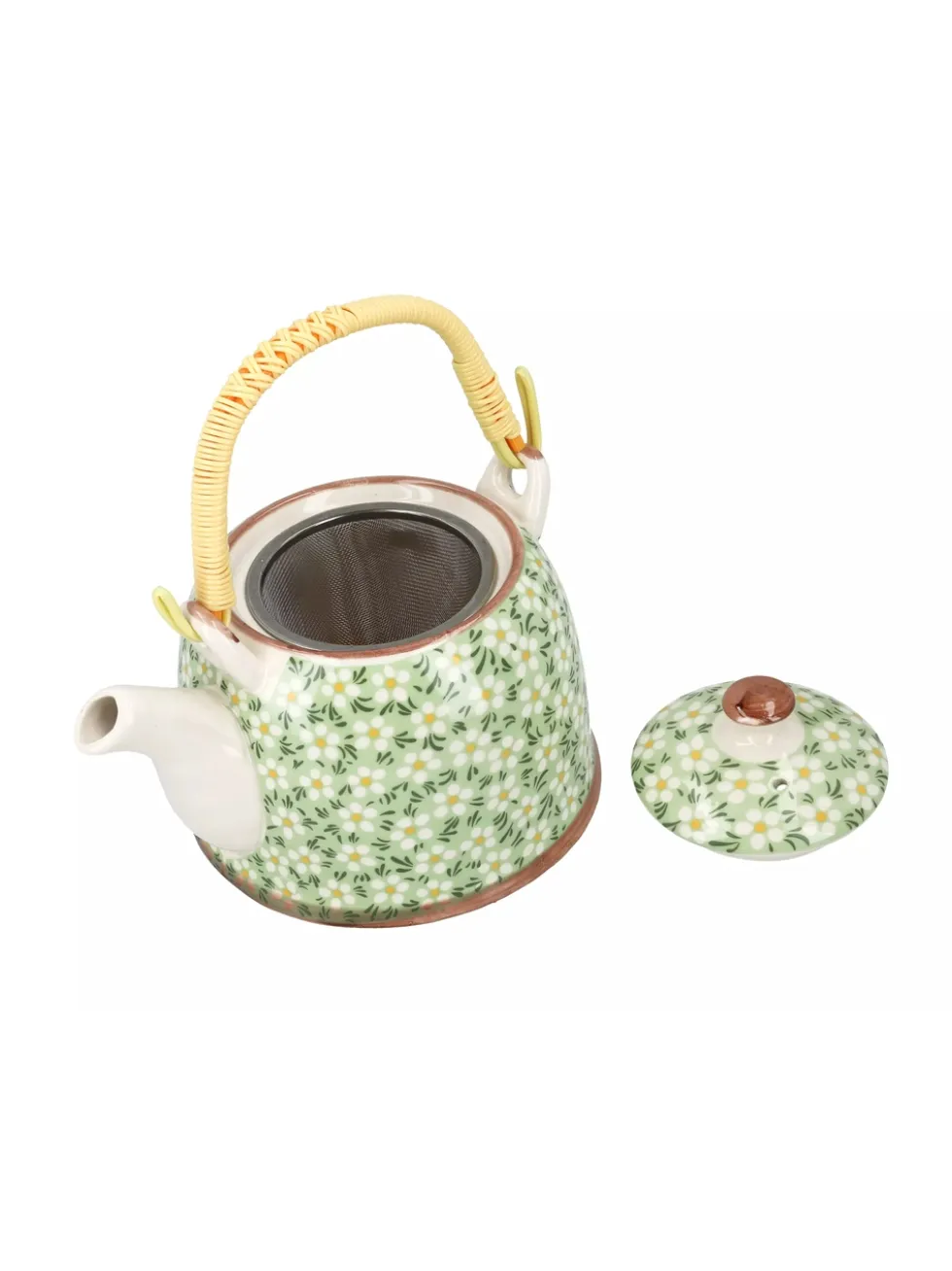 Czajnik ceramiczny z zaparzaczem z motywem kwiatowym 418-5109
