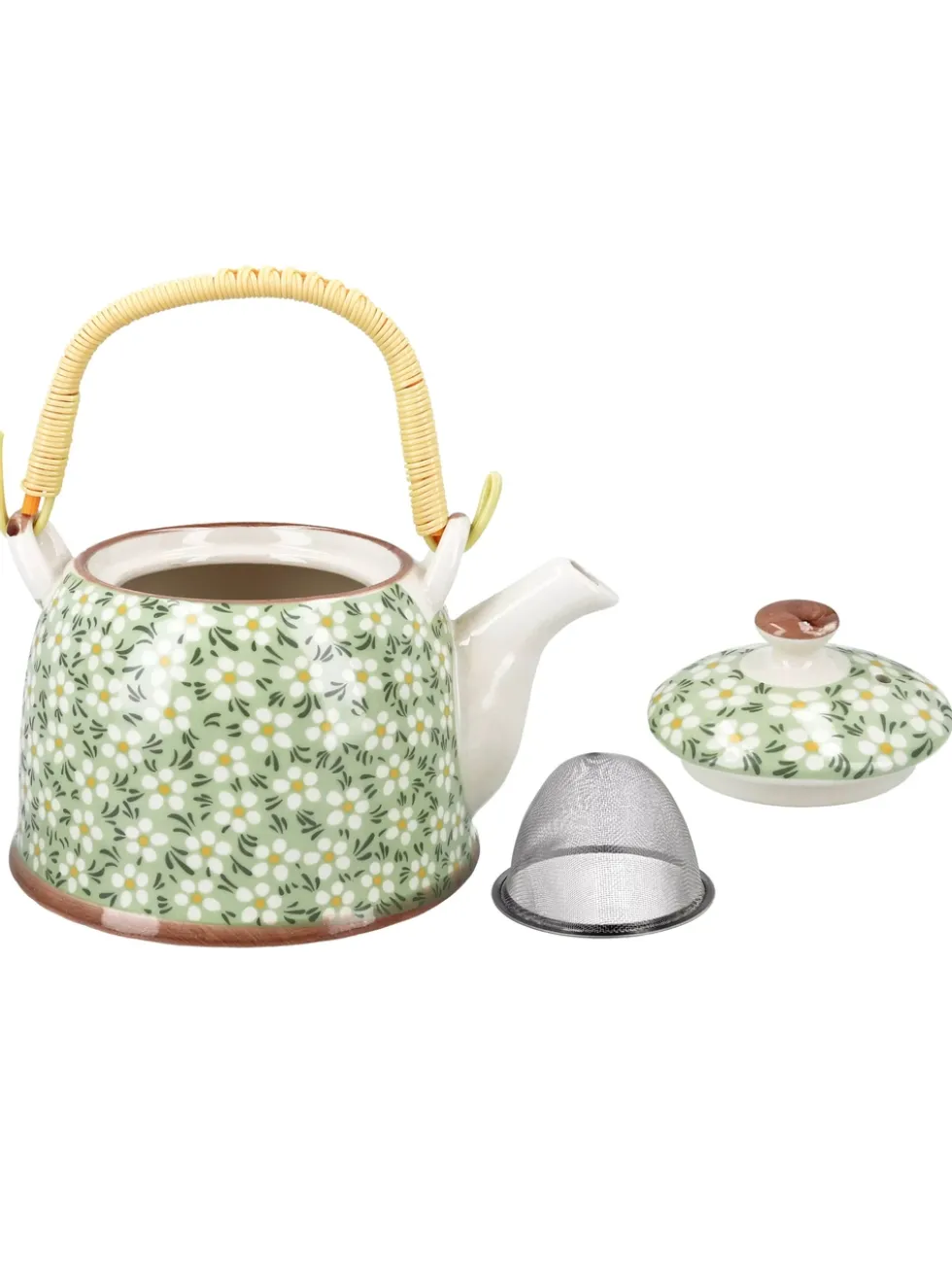 Czajnik ceramiczny z zaparzaczem z motywem kwiatowym 418-5109