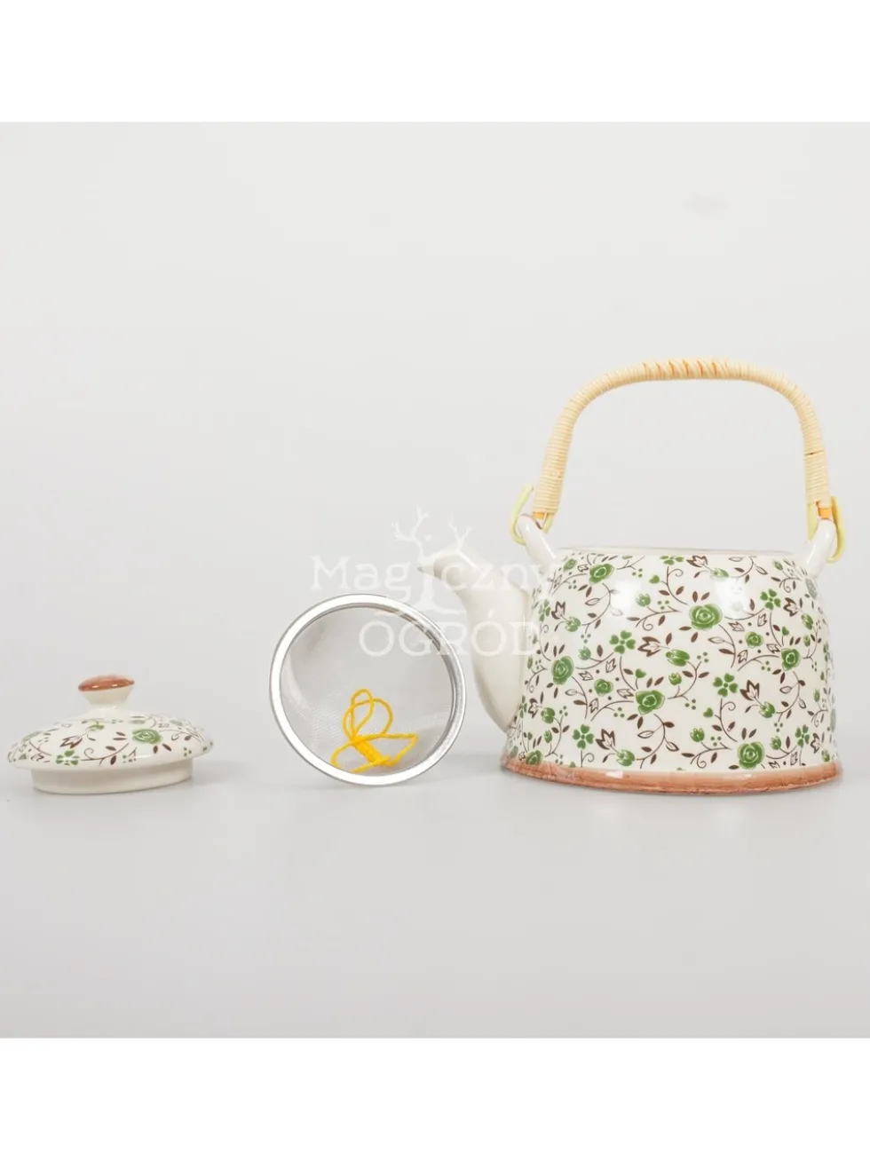 Czajnik ceramiczny z zaparzaczem z motywem kwiatowym 418-5111