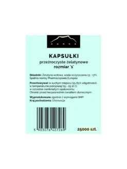 Kapsułki żelatynowe przezroczyste rozmiar 1 (małe)