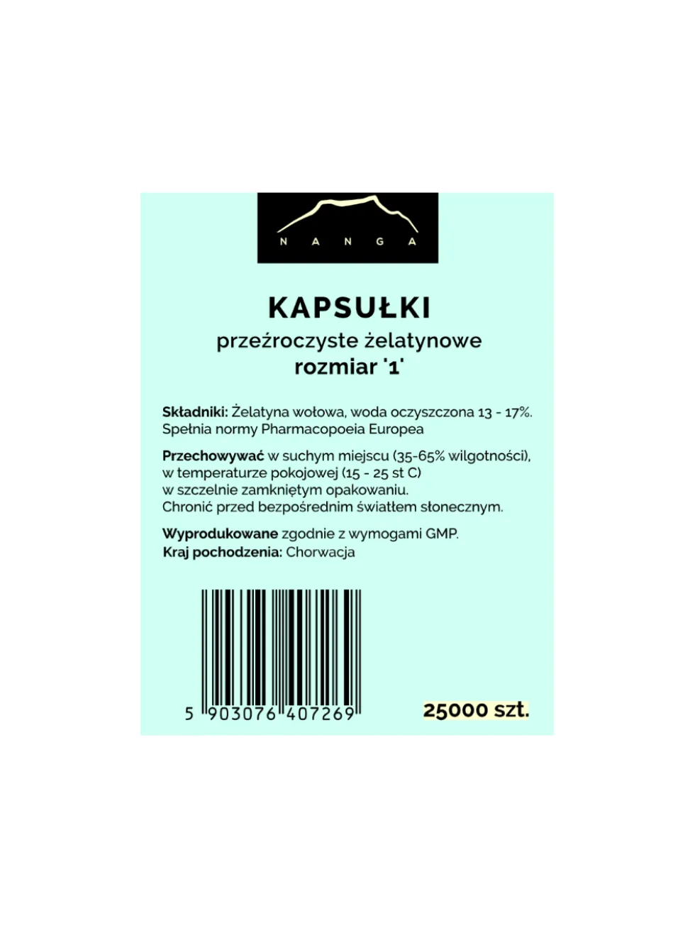 Kapsułki żelatynowe przezroczyste rozmiar 1 (małe)