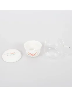 Kubek szklany z porcelanowym zaparzaczem